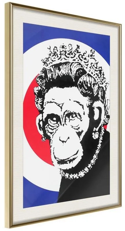 Poster  Banksy: Monkey Queen  Cornice Quadri Cornice d'oro con passe-partout, Larghezza x Altezza Home decor 20x30