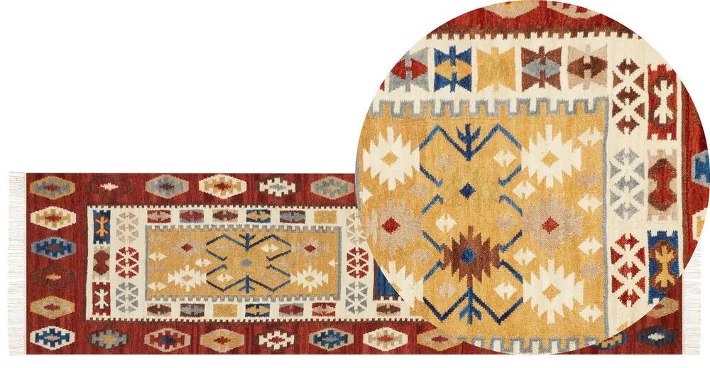 Tappeto kilim lana multicolore 80 x 300 cm VOSKEHAT Beliani