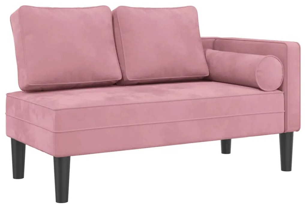 Chaise lounge con cuscini rosa in velluto