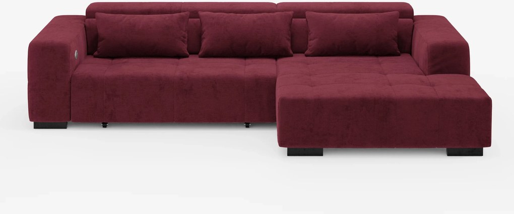 Monarch Divano angolare con penisola e seduta allungabile motorizzata - Poggiatesta Reclinabili in tessuto morbido smacchiabile T31