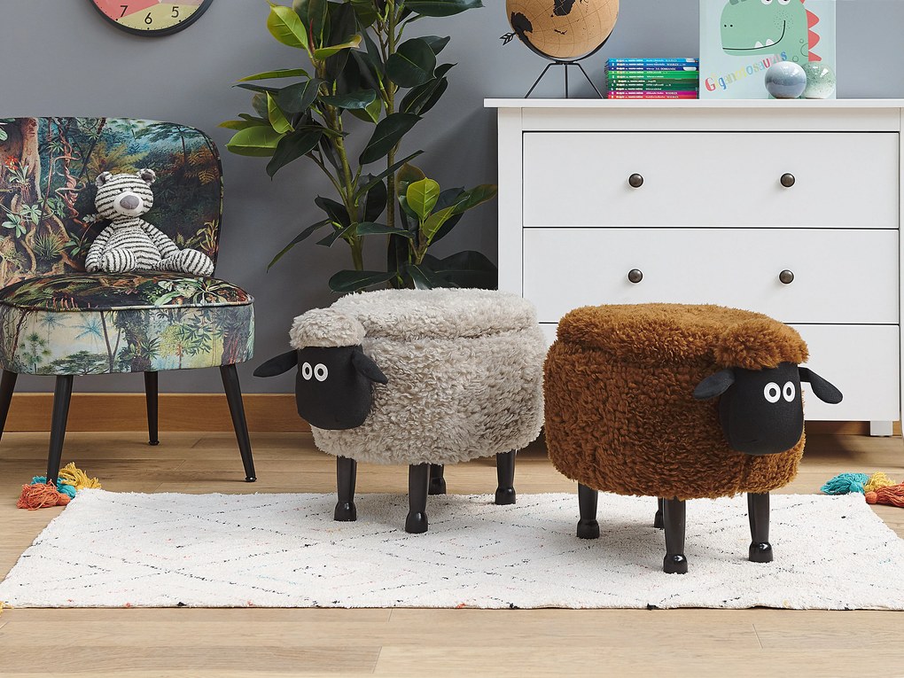 Pouf animaletto in tessuto grigio SHEEP Beliani