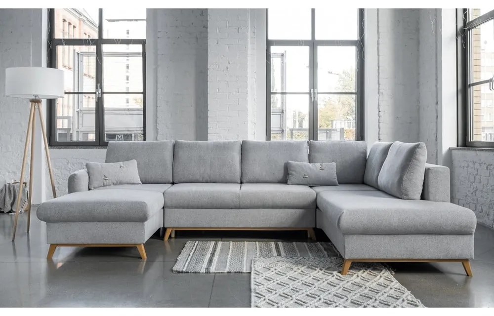 Divano letto a U grigio chiaro, angolo destro Scandic Lagom - Miuform