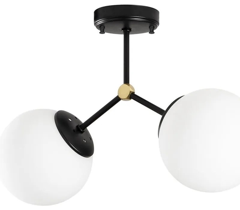 Plafoniera bianca e nera con paralume in vetro 15x44 cm Damar – Opviq lights