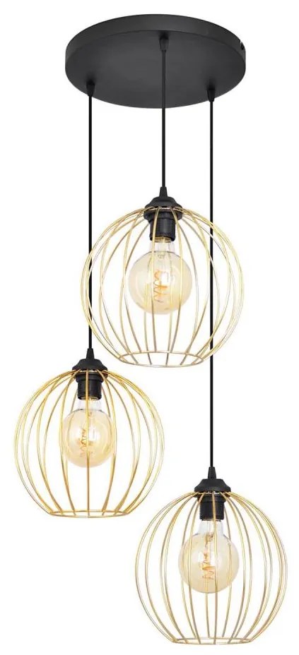 Lampadario a sospensione con filo MERCURE 3xE27/15W/230V oro/nero
