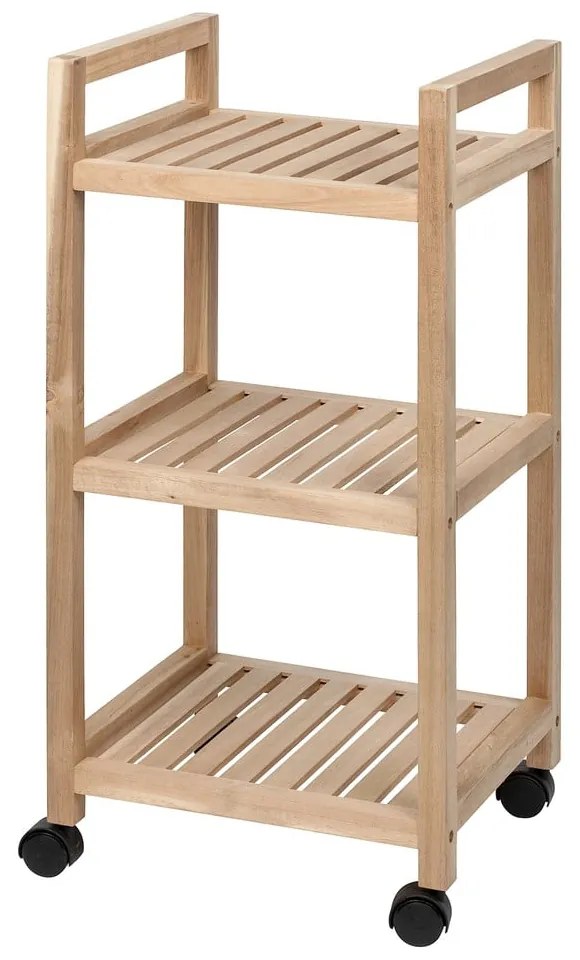 Scaffale da bagno in legno di acacia con tre ripiani su ruote 35x72 cm Acina - Wenko