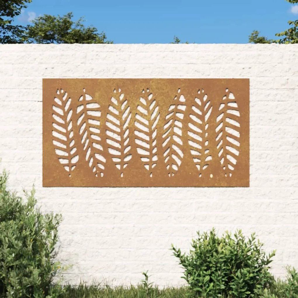 Decorazione muro da giardino 105x55 cm foglia acciaio corten