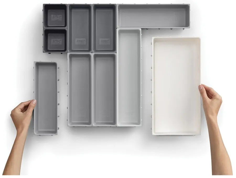Organizzatore per cassetti variabili grigio Blox - Joseph Joseph