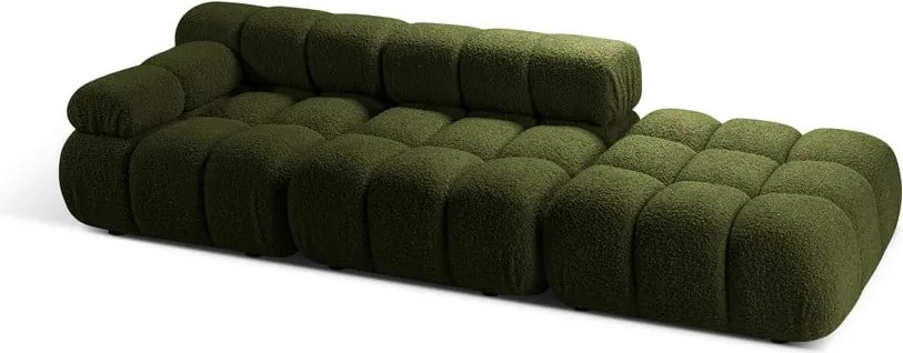Divano componibile verde con rivestimento in bouclé 288 cm Bellis – Micadoni