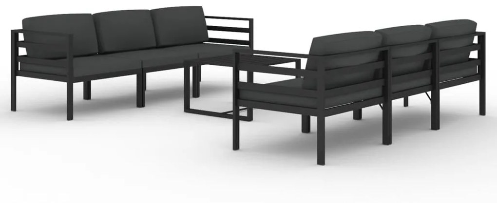 Set divani da giardino 7 pz con cuscini in alluminio antracite