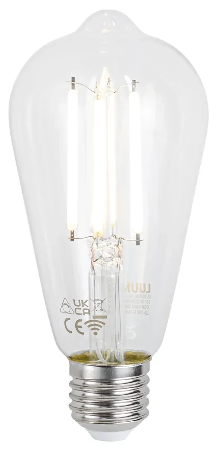 Lampada a sospensione smart nera con vetro fumé 7 luci incl. 7 Wifi ST64 - Laura
