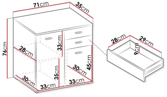 Armadietto MIKE 76x71 cm bianco