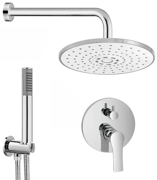 Set doccia braccio 40 cm + soffione ABS 22 cm + kit doccia + miscelatore Flat