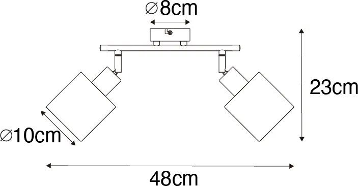 Faretto da soffitto nero con paralume nero 2 luci orientabile - Hetta