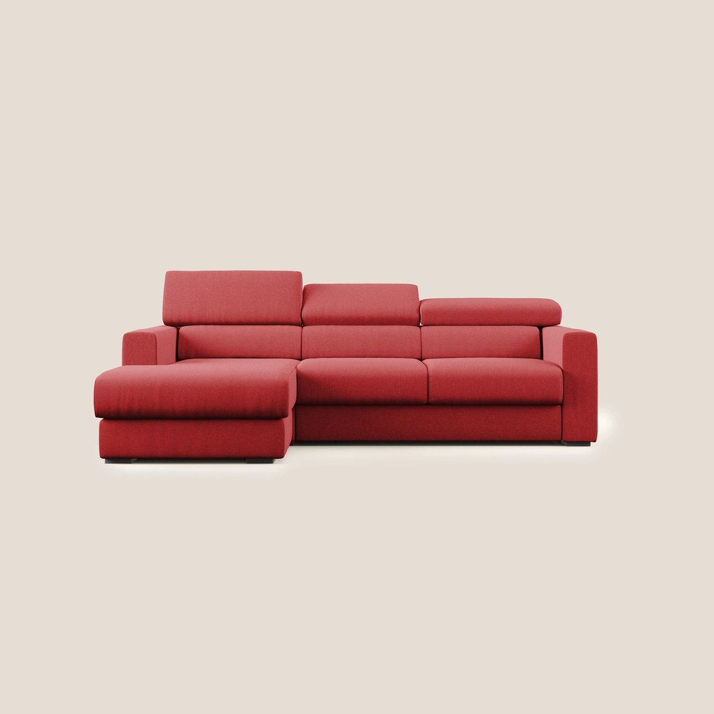 Dylan divano angolare con pouf estraibile poggiapiedi in tessuto simil cotone impermeabile T13