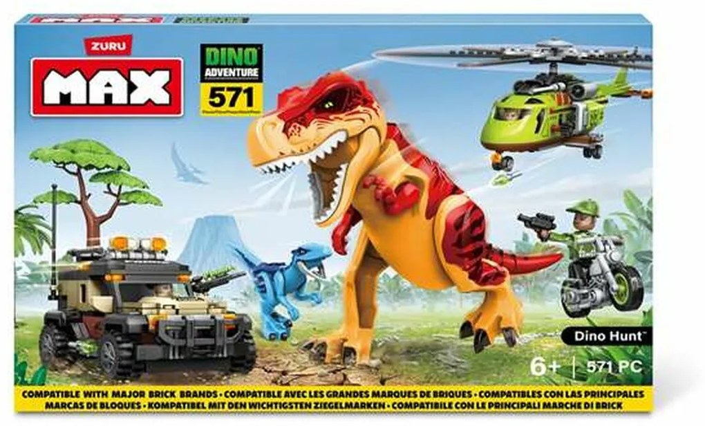 Gioco di Costruzione + Personaggi Zuru Max Dino 33 x 48,3 x 7,6 cm 592 Pezzi