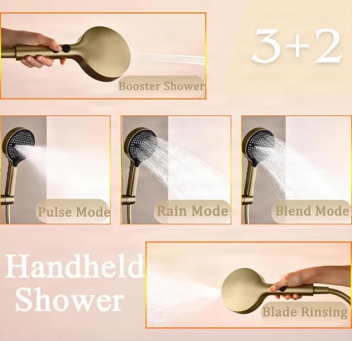 Pannello doccia termostatico ELITE EDITION BSE1420 a vista con schermo LED, getto a cascata e più finiture — Bianco crema