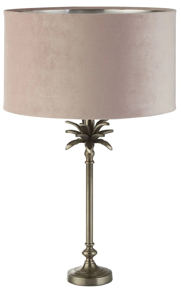 Lampada Da Scrivania Contemporanea Palma Ottone Velluto Rosa 1 Luce E27