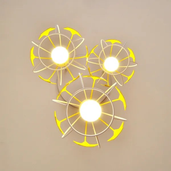 Lampadario a sospensione per bambini STARS 3xE27/15W/230V giallo/bianco