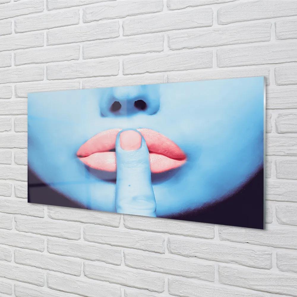 Quadro in vetro acrilico Labbra della donna neon 100x50 cm