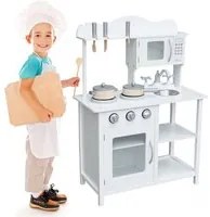 Cucina in legno Giocattolo Bambini con Pentole e Accessori Gioco Bianco 60x30x85