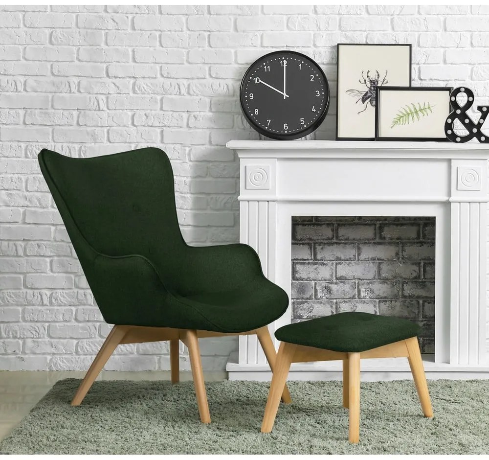 Poltrona con poggiapiedi verde scuro Niko – Ropez