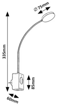 Rabalux 71284 - Lampada da parete LED dimmerabile TIVRO 4W/230V con porta USB da collegare alla presa, nera