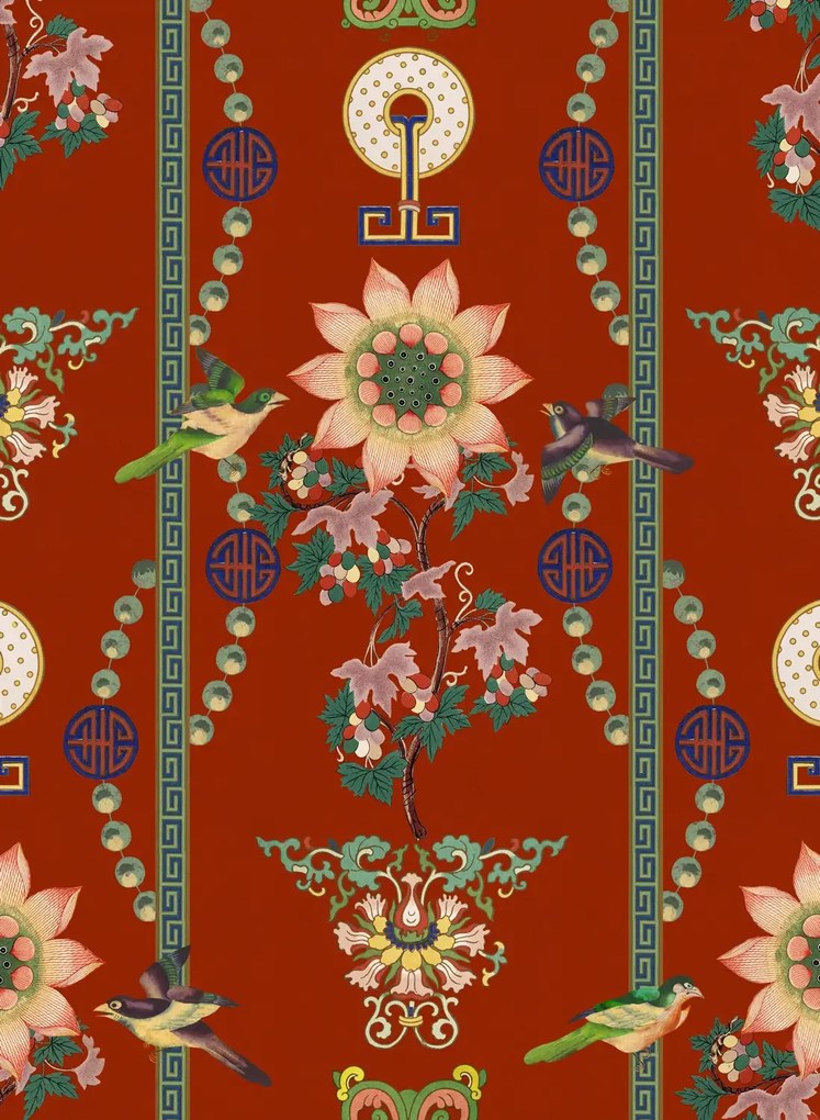 Mindthegap Carta da parati Lin Yuan - Red/ Pink/ Green/ Yellow