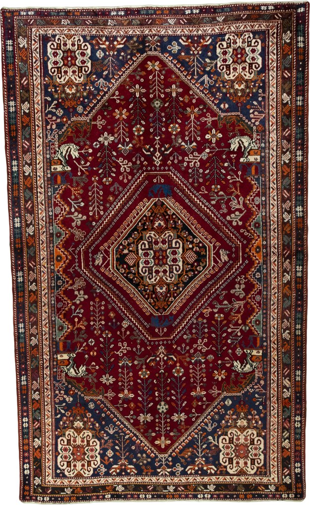 Shiraz Tappeto 160 x 260 Rosso (Iran) Annodato A Mano