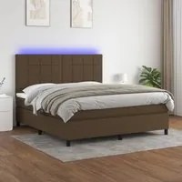 Letto a Molle Materasso e LED MarroneScuro 180x200cm in Tessuto 3134896