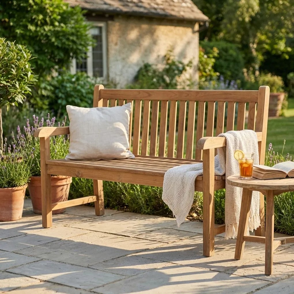 LIGULA - panca da giardino in legno di teak 3 posti