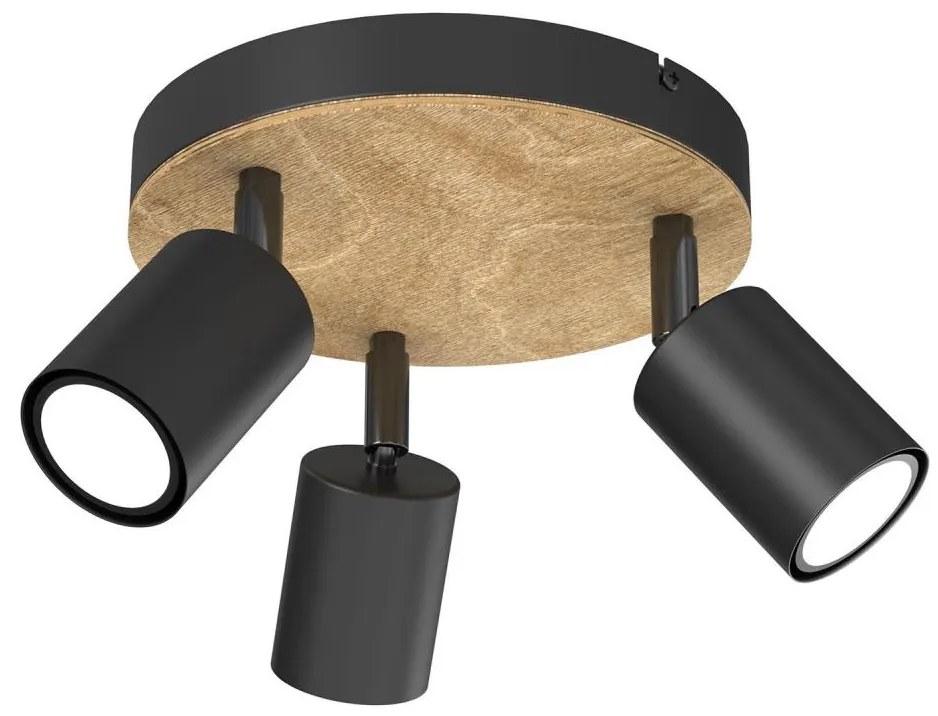 Faretto TULON 3xGU10/8W/230V nero/quercia