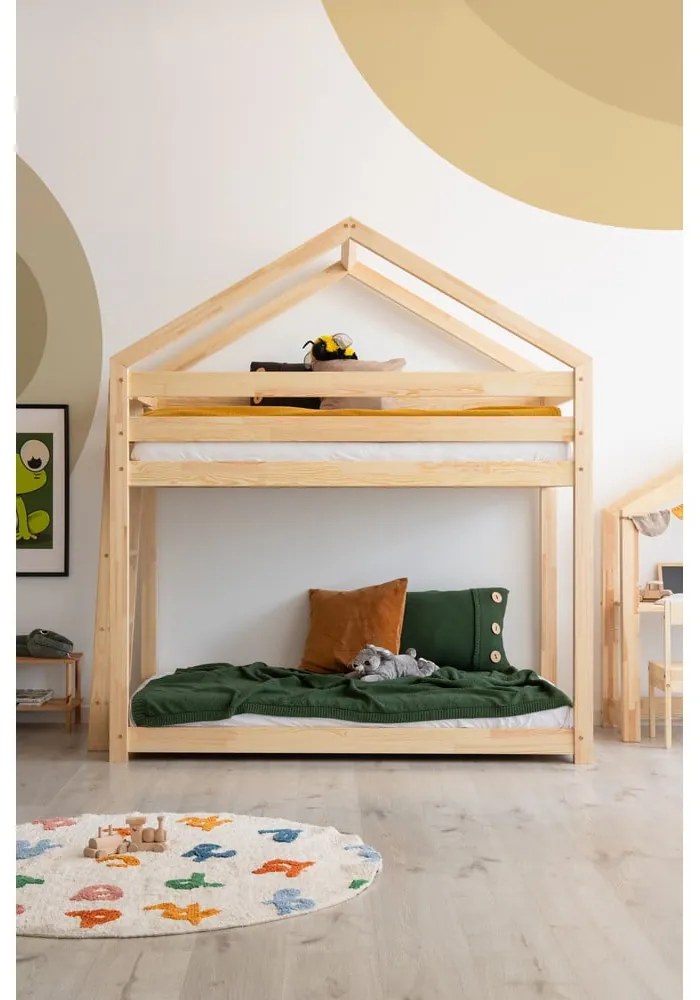 Letto a castello in legno di pino di colore naturale 80x200 cm Mila DMPB - Adeko