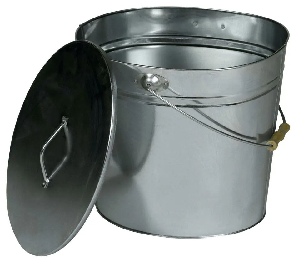 Secchio per cenere con coperchio 15 l cromo lucido