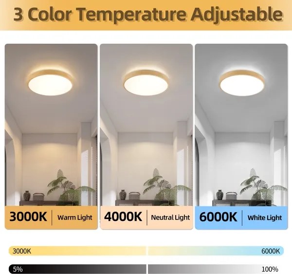 Brilagi-LED Lampada dimmerabile GLASS POOL DOUBLE LED/48W/230V 40 cm finitura legno + telecomando