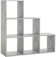 Libreria scaffale 6 scomparti colore cemento 116x33xh.118 cm EFFEZ