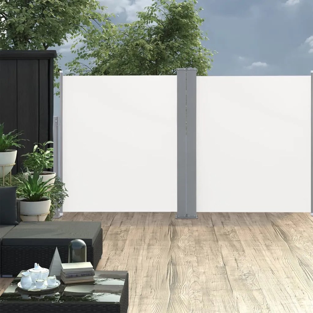 Tenda Da Sole Due Lati Retrattile Per Patio 170x600 Cm Crema /