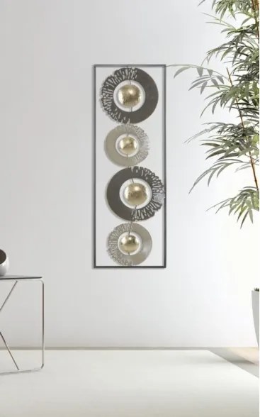 Pannello Decorativo Astratto Ring 31x3x89,5 Cm In Ferro Multicolore