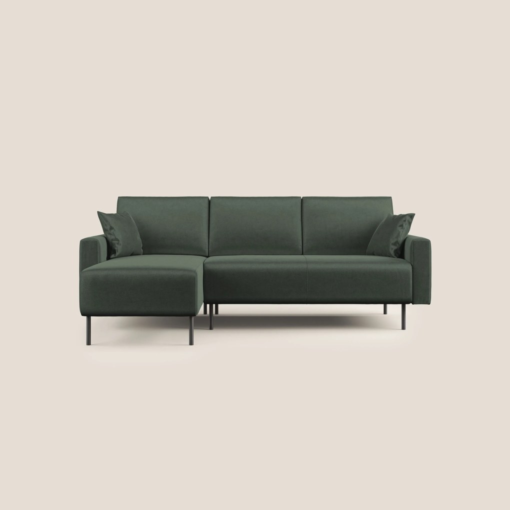 Arthur divano moderno angolare in velluto morbido impermeabile T01 verde