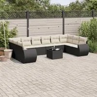 Set Divani da Giardino 11 pz con Cuscini in Polyrattan Nero 3221875