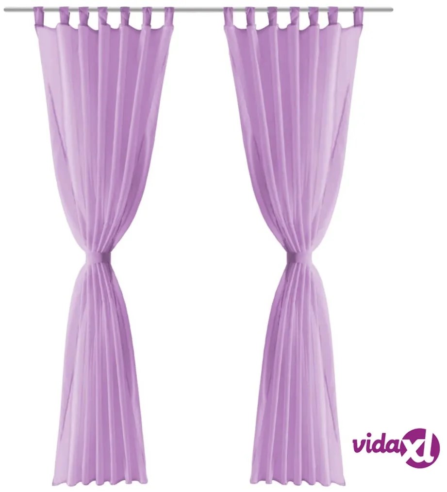 vidaXL 2 Pz Tende in Voile 140x225 cm Lilla