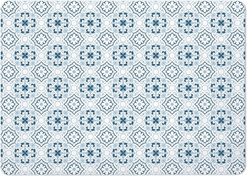 Tappetino da bagno bianco e blu in terra di diatomee 50x70 cm Atlanta - douceur d'intérieur