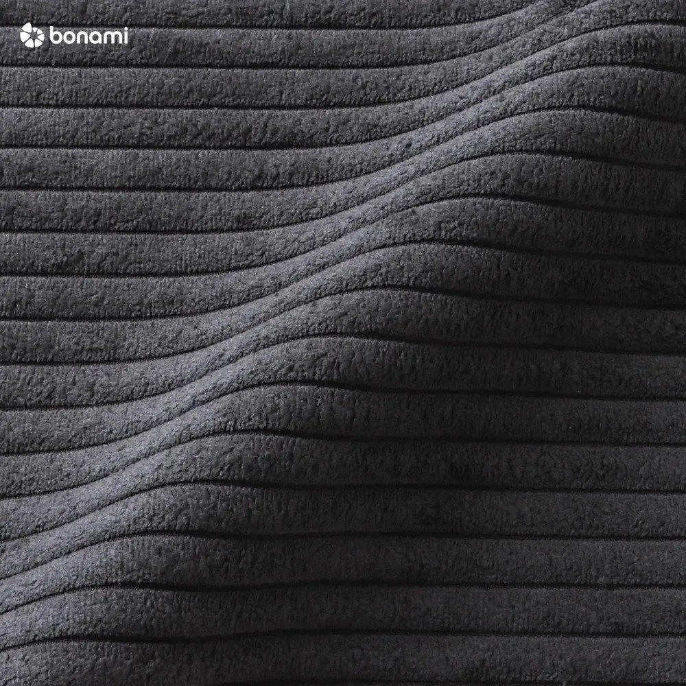 Chaise longue color antracite (con penisola a destra) con rivestimento in velluto a coste Chic Charlotte – Miuform