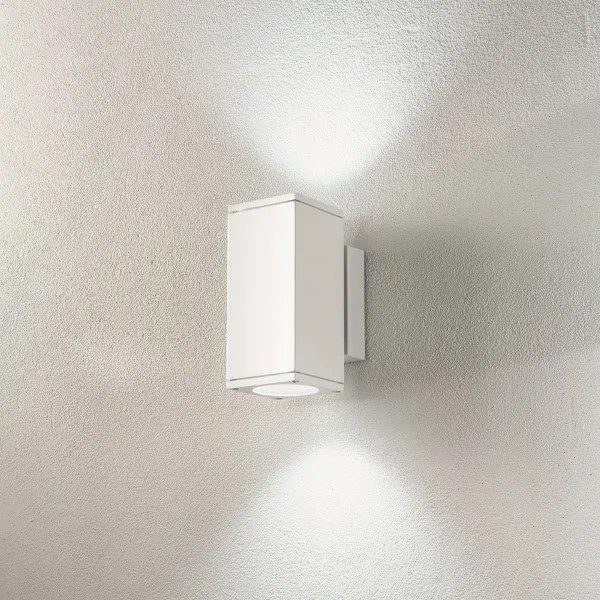 Applique NEVADA 9x12 cm per esterni in alluminio Bianco con diffusore in vetro