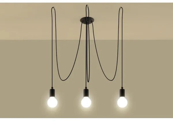 Sollux SL.0370 - Lampadario a sospensione con filo EDISON 3 3xE27/60W/230V ragno nero