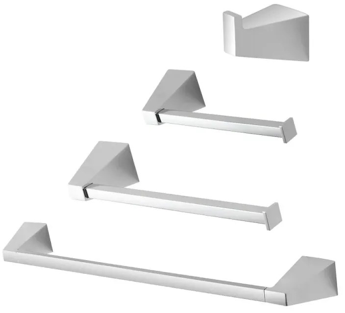Set con appendino, porta rotolo e porta salviette a muro cromo Giza