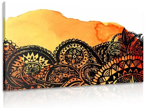 Quadro su tela – Mandala acquerello arancione