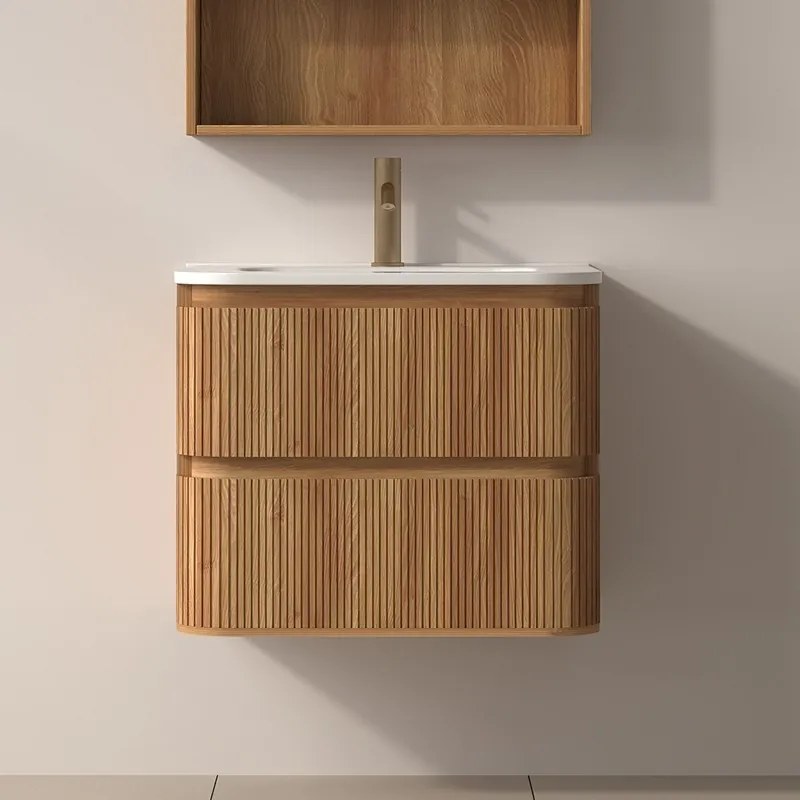 Mobile bagno 60 cannettato con lavabo solid stone | KAM-NORTH-60 - KAMALU