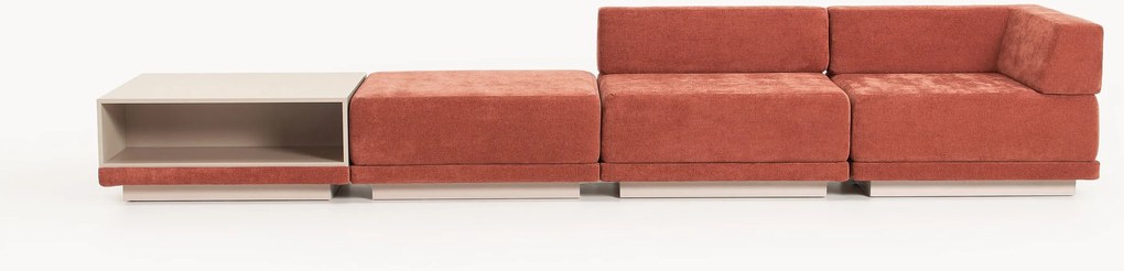 Divano componibile 4 posti con tavolino e poggiapiedi Colin