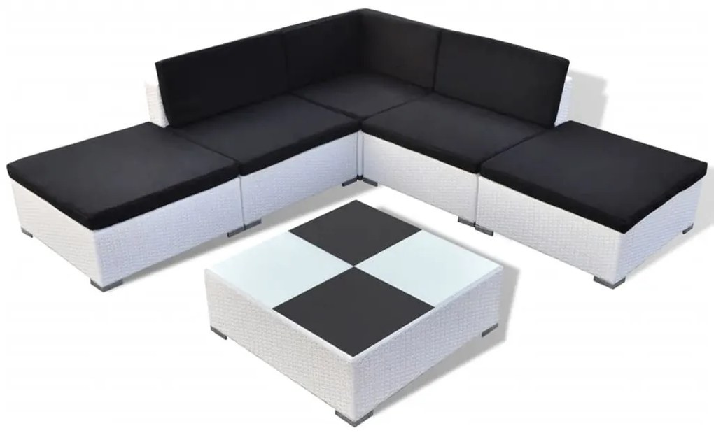 Set divani da giardino 6 pz con cuscini in polyrattan bianco