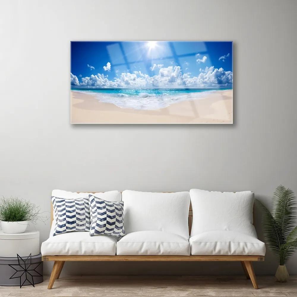 Quadro acrilico Paesaggio del sole del mare della spiaggia 100x50 cm